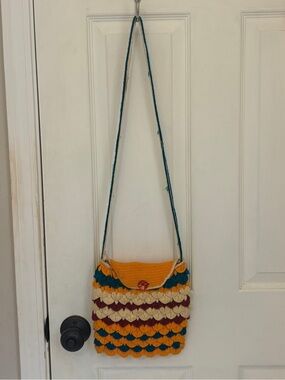 Vintage Handmade Colorful Crochet Purse